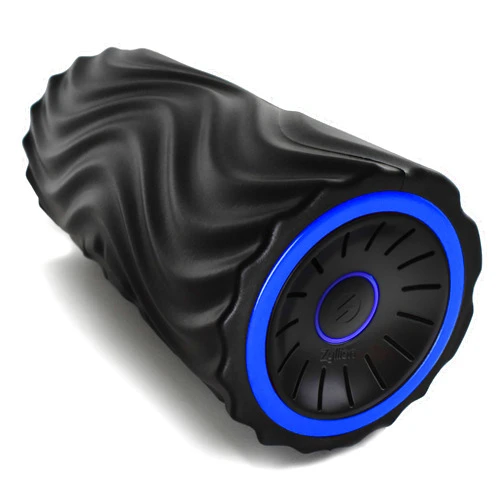 Zyllion Rechargeable Vibrating Foam Roller with 3 High-Density Textured Surfaces and 4 Speeds for Exercise, Massage, Muscle Recovery, Trigger Point Myofascial Release - Black/Blue (ZMA-22-BKBL)