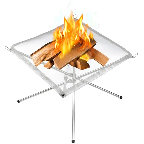 Inchoco Portable Outdoor Fire Pit 22 Inch Upgrade Foldable Stainless Steel Mesh Fire Pit Wood Burning, Collapsible Fireplace Space Saving Perfect for Camping, Backyard, Patio, Garden (Carrying Bag Included)