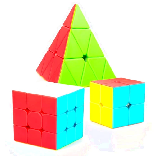 Jurnwey Speed Cube Set, Jurnwey Stickerless Magic Cube Set of 2x2x2 3x3x3 Pyramid Frosted Puzzle Cube
