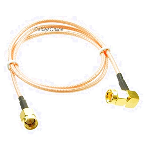 CABLESONLINE.COM ATLANTIC COMPUTERTECH CablesOnline, 1.5ft. SMA Right-Angle Male to SMA Male RG316 Coax Low Loss RF Cable, RF-MC201H