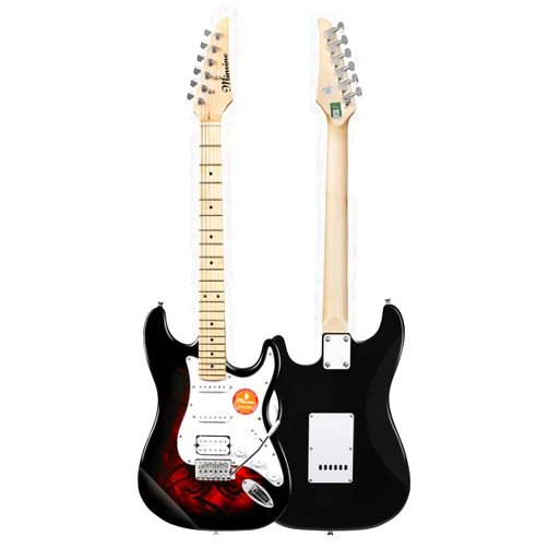 Bullstar Electric Guitar TL Series, Full-Size Paulownia Wood Body, 3-Ply Pickguard, C-Shape Neck, Ashtray Bridge, Quality Gear (Lightning Red)