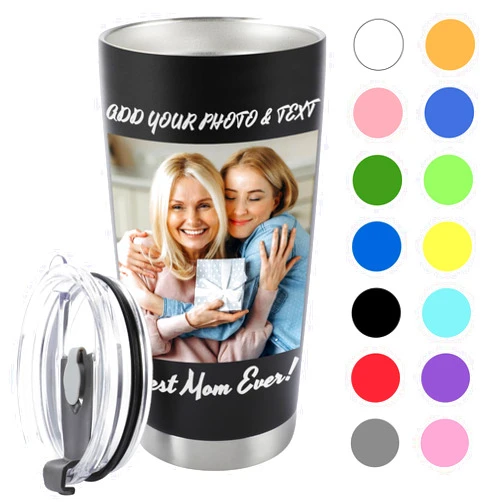 GifXify Personalized Coffee Tumbler with Picture & Text - Personalized Travel Coffee Mug - Custom 20oz Stainless Steel Tumbler Cup with Lid - Custom Cup Gift for Dad, Mom, Friends
