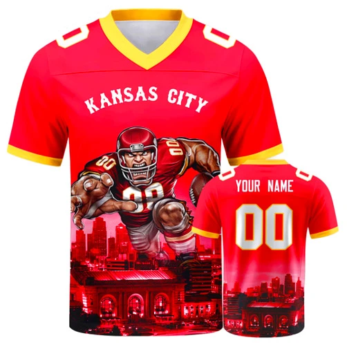 Lahhovc Custom Football Jersey Mascots City Night Shirt Personalized Name Number Practice Uniform for Men Women Youth Fans Gift