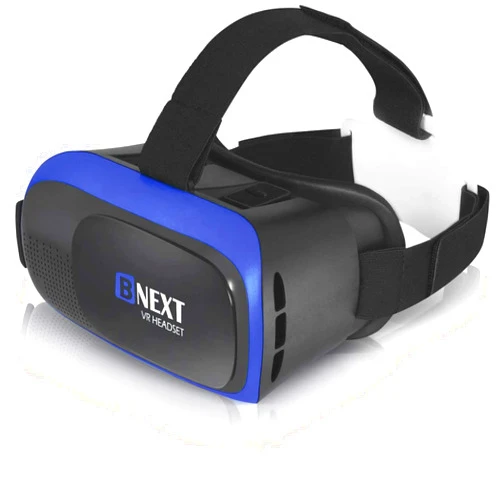 Bnext VR Headset Compatible with iPhone & Android - Universal Virtual Reality Goggles for Kids and Adults - Cell Phone VR Headset (Blue)