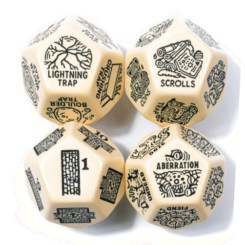 Viridian DND Generator Dice Set Random Encounter Dungeon Monster Treasure Trap Dungeons and Dragons DM Game Aide (Bone)