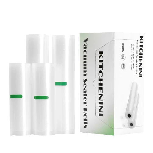 KITCHENINI Vacuum Sealer Bags Rolls - 4 Pack 8’’ x 16’ and 11’’ x 16’ Food Saver Bag Rolls - Commercial Grade Vacuum Sealer Bags for Food - Sous Vide Bags - Seal a Meal and Other Savers - BPA-Free