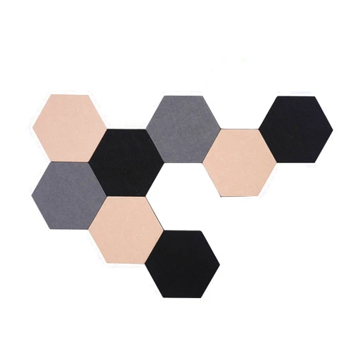 Afumazi 10Pcs Self Adhesive Felt Board Tiles Hexagon Bulletin Board for Walls, Felt Cork Pin Board for Pictures Photos Memos with Push Pins (Color A)