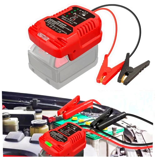 MAKBOS Jumper Cables adapter for Milwaukee 18V M18 Battery Jump Car Starter,Up to 3.5L Gas or 6.5L Diesel Engines,12V Portable Jump Car Starter Battery,Automotive Booster Cable Adapter(Battery not included)