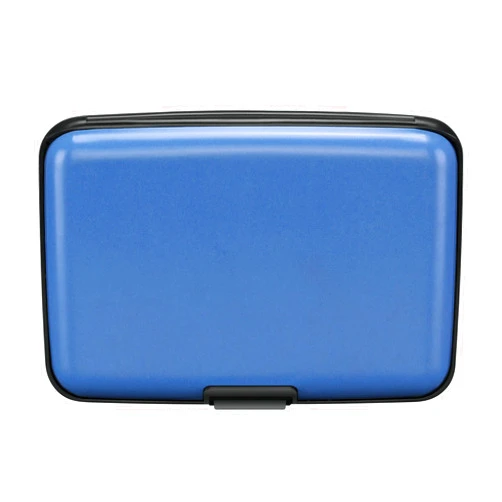 ELFISH RFID Blocking Credit Card Protector Aluminum ID Case Hard Shell Business Card Holders Metal Wallet for Men or Women（Matte Blue