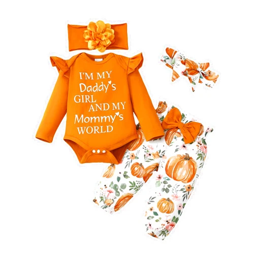 SUNNY PIGGY Newborn Infant Baby Girl Clothes Ruffle Romper Toddler Girl Floral Cotton Pant Sets Girls Clothing Outfit