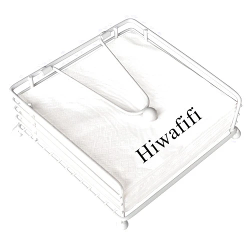 Hiwafifi Napkin Holder for Table, Flat Napkin Holder with Weighted Arm, Square Paper Napkin Holders, Elegant Rustic Iron Metal, Modern Napkin Holder for Kitchen, Restaurant, Farmhouse, Dinner, Outdoor, White