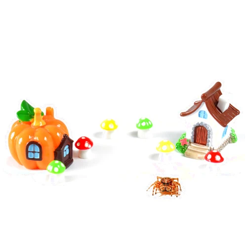 JJMOLLE Jumping Spider Accessories, 8-Piece Decoration Set with Pumpkin, House, and Mini Mushrooms for Jumping Spider Enclosure Decor, Spider Habitat Ornaments for Daily and Halloween Use