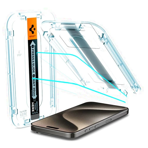 Spigen Tempered Glass Screen Protector [GlasTR EZ FIT] designed for iPhone 15 Pro Max [Case Friendly] - 2 Pack