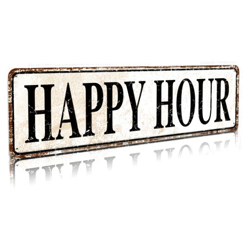 SOYAVE Happy Hour Sign Farmhouse Signs Wall Decor Art Country Decorations Rustic Vintage Home Tin Plaque Bar Beer Wine Restaurant Gift 4