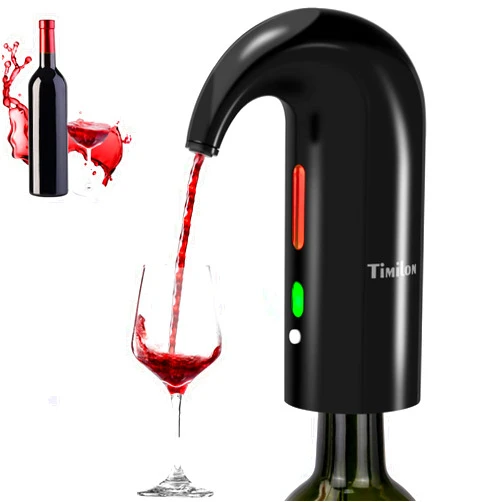 Timilon Wine Aerator Electric Pourer Portable One-Touch Wine Decanter Multi-Smart Automatic Filter Wine Dispenser with Red-ray Visible Window & USB Rechargeable for Home, Bar/Travel