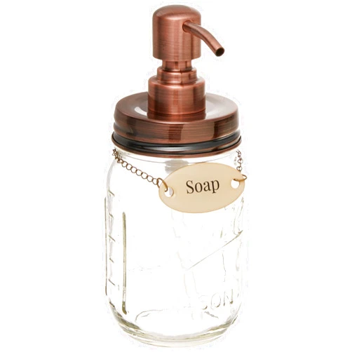 Duke Baron Vintage Style Mason Jar Dispenser with Antrique Finish and Brass Tag Soap