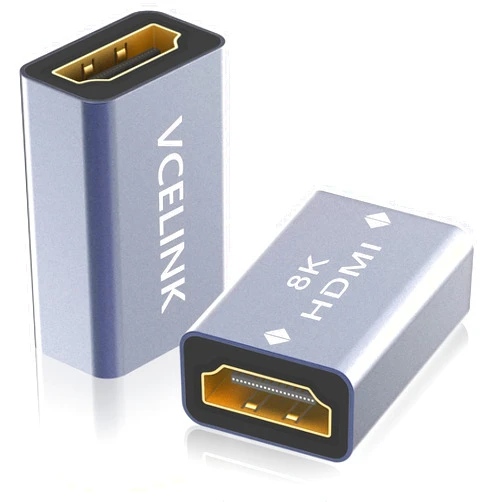 VCELINK HDMI Coupler 8K, HDMI 2.1 Female to Female Connector HDMI Extension Adapter, Support 8K@60Hz / 4K@120Hz 120UHD, 7680 * 4320 Resolution, 3D, HDR, ARC for Laptop, PC, Monitor, Roku TV, 2 Pack