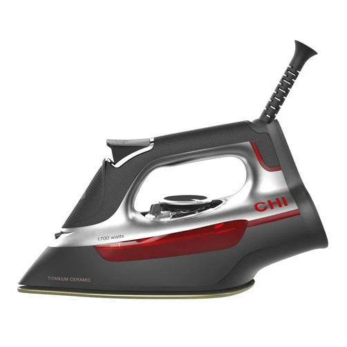 CHI Steam Iron for Clothes with 300+ Holes for Powerful Steaming, Temperature Guide Dial, 1700 Watts, XL 10’ Cord, 3-Way Auto Shutoff, Titanium Infused Ceramic Soleplate, Silver