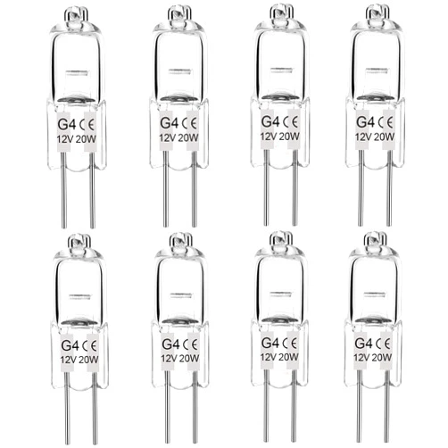 BXXKXMC G4 Bulb, 8Pack Halogen G4 12V 20W with G4 Bi-pin Base, High Output G4 Light Bulb 12V 280LM 3000Hrs Long Lifetime, G4 Dimmable, CRI100 & 2800K Warm White