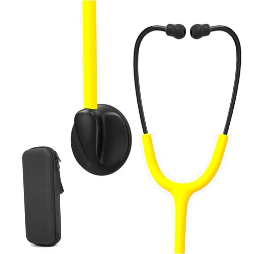 Clairre Single Head Stethoscope for Nurses, Doctors and Nursing School Students, Home Diagnostics Medical Supplies with Accessories (Yellow Tube, With EVA Case)