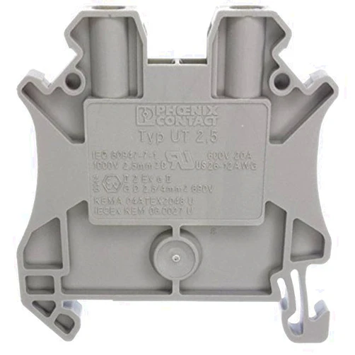 Phoenix Contact, 3044076, UT 2,5 Feed-Through Terminal Block, 1000 V, 24 A, Screw Connection