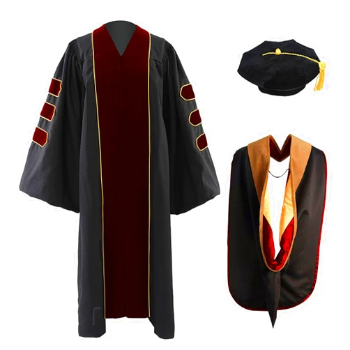 Generic Unisex Deluxe Graduation Cap and Gown, Hood, Tam Doctoral Graduation Gown Regalia by University