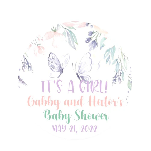 Creationz By Dyva 40 Butterfly Circle stickers - round butterfly labels - Butterfly theme babyshower - Butterfly favors - favor labels - favor stickers - Butterfly round labels
