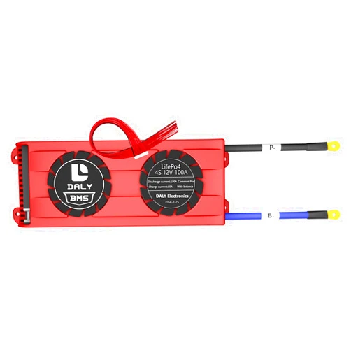 DALY BMS 4S 12V 100A LiFePO4 Battery Protection Module PCB Protection Board with Balance Leads Wires BMS for 18650 Battery Pack 12V with Cooling Fan