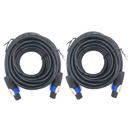 ROCMUZZK 2 Pack 15ft Pro Speakon to Speakon Cable, Pair 12AWG Patch Cords, Professional Speakon Audio Cable Cord with NL4FC Connectors