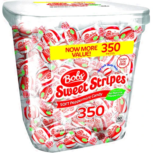 Bobs Bob's Sweet Stripes Soft Peppermint Candy, 350 Count, 61.73 Ounces Pack of 2