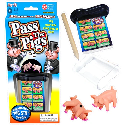 Winning Moves Games Pass The Pigs by Winning Moves Games USA, a Hilarious Pig Dice Game, Family Favorite for Over 40 Years, for 2 or more Players, Ages 7+ (1046)