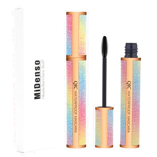 MiDenso 4D Lash Mascara Silk Fiber Eyelash Mascara Waterproof Thicker Longer Voluminous Eyelashes Makeup Long Lasting with Hypoallergenic Ingredients Non-toxic and Natural (Champagne Gold)
