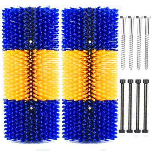 Nianzai Livestock Scratch Brushes,Horse Butt Scratcher, Premier Scratch Brushes for Livestock, Stiff Cow Brush,Relieve Back Itching in Livestock,for Horse, Cattle, Pig, Sheep (Blue yellow, 2-pack)
