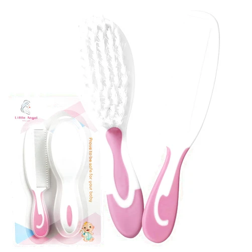 Little Angel Baby Hair Brush and Comb Sets, New Born Baby Hair Brushes, Perfect Baby Registry Gift for Newborns(Pink)