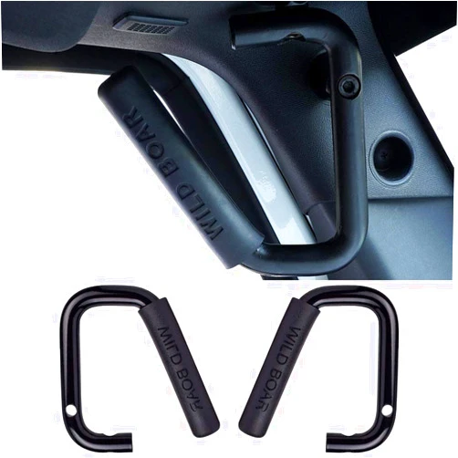 Carperipher Front Grab Handles, Pack of 2 Aluminum Alloy Front Grab Bars Grab Handles, Compatible with 2007-2019 Jeep Wrangler JK JKU Car Door Roll Bar, Front Grab Bars Kit, Black