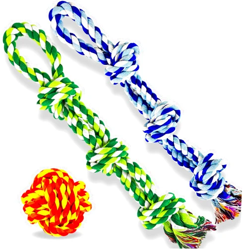 LosFong Dog Rope Toys for Medium and Large Aggressive Chewers, 3 Pack Nearly Indestructible Heavy Duty Dog Toys, Dental Cleaning Chew Toys, Tug of War Dog Toy, 100% Cotton