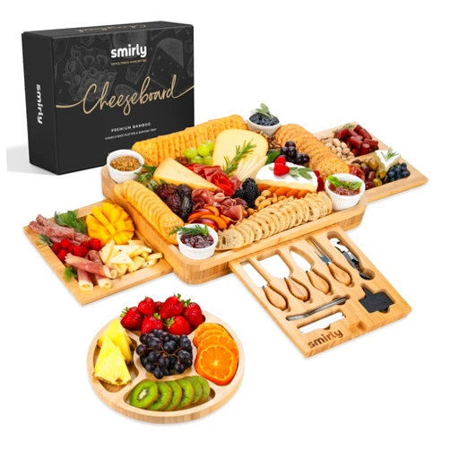 SMIRLY Charcuterie Boards Gift Set: Charcuterie Board Set, Bamboo Cheese Board Set - House Warming Gifts New Home, Wedding Gifts for Couple, Bridal Shower Gift