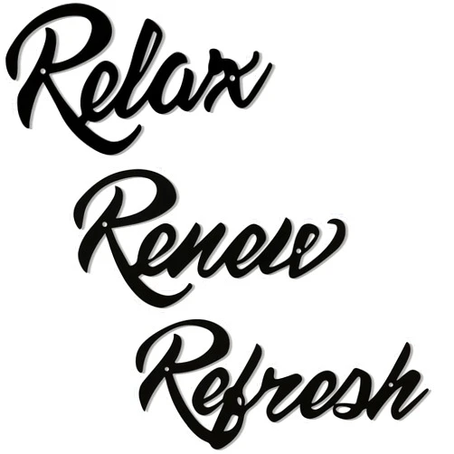 Hotop 3 Pieces Farmhouse Bathroom Metal Wall Signs Bathroom Metal Letter Sign Decor Relax Renew Refresh Metal Sign Bathroom Metal Wall Art Decor Black Metal Bathroom Wall Decor for Home Decoration