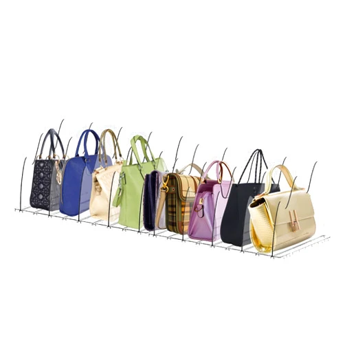 TNEHOD 2-Pack Adjustable Purse Organizers for Closet, 10-Layer Acrylic Shelf Dividers for Closet Organization, Clear Handbag Organizers for Closets, Bookshelf Separator Dividers for Bedroom, Office