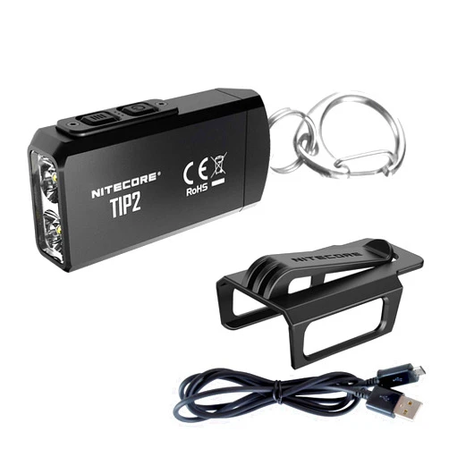Nitecore TIP 2 (TIP2) Keychain Flashlight, 720 Lumen LED High Lumen USB Rechargeable for EDC Pocket with LumenTac Charging Cable