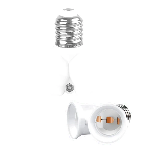 Suiyueshentou 2 in 1 E26 Socket Splitter Adapter, E26 Standard Medium Base Bulbs in 1 Socket Y-Shape Lamp Holder Converter, Maximum 200W and 165℃ Heat Resistant Light Bulb Splitter (E26/E27 Socket Splitter Adapter)