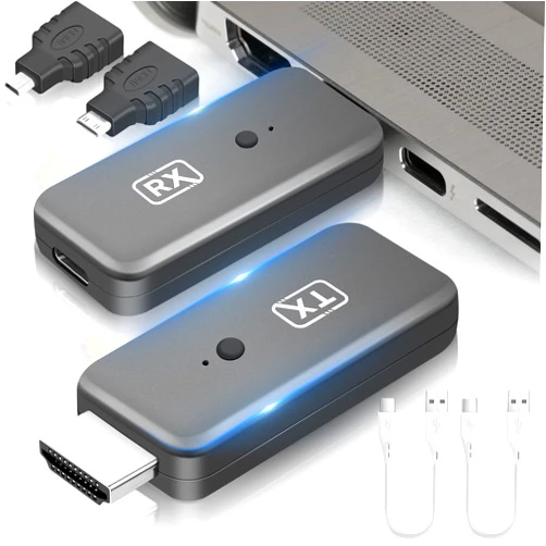 Dnogjo Wireless HDMI Transmitter and Receiver 4K, Plug & Play 2.4G/5G Portable Wireless HDMI Extender Kit, 1080P/60Hz for Video and Audio Streaming to Monitor from TV Box/PC/Laptop/Projector