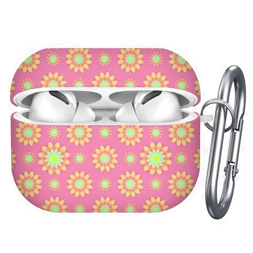 Art-Strap Protective Case, Compatible with AirPods Pro - Shockproof Soft TPU Gel Case Cover with Keychain Carabiner Replacement for Apple AirPods Pro (Colored Flowers)
