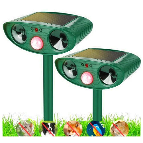 Nihasker 2 Pack Solar Ultrasonic Animal Repellent Outdoor Animal Repeller Repel Cat, Squirrel, Deer, Raccoon, Skunk, Rabbit, Rat, Dog, Waterproof with Motion Detector