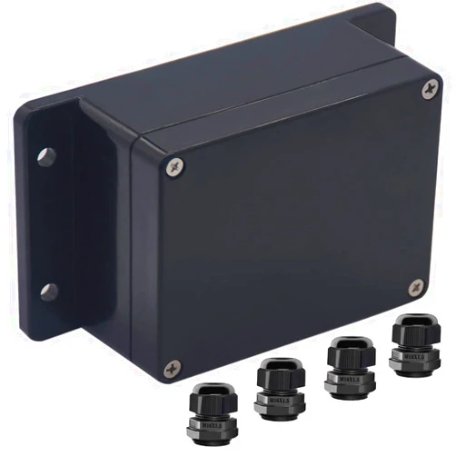 Otdorpatio Junction Box IP65 Waterproof ABS Plastic Electrical Project Case Power Junction Boxes, Project Box with Fixed Ear Black 4.53x3.54 x2.17 inch (115 x 90 x55 mm)