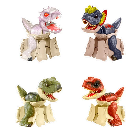 Mattel Jurassic World Hidden Hatchers Figure 4-Pack, Survival Instinct Set with 2-in-1 Transforming Toy, 8-Step Egg to Dinosaur