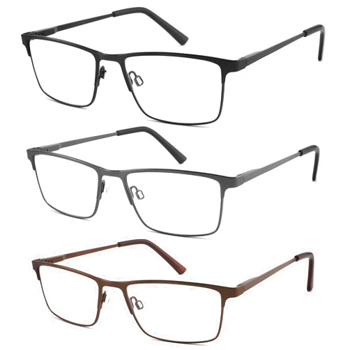 CRGATV 3-Pack Reading Glasses Metal Full Frame Readers for Men, Blue Light Blocking computer Eyeglasses, Anti Eyestrain/UV