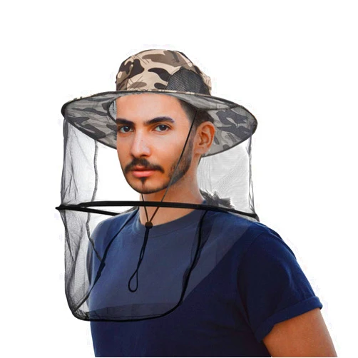 CozyCabin Mosquito Head Net Hat with Hidden Mesh, Outdoor Fishing Hat Sun Hat for Outdoor Lover Men or Women (Gray Camouflage)