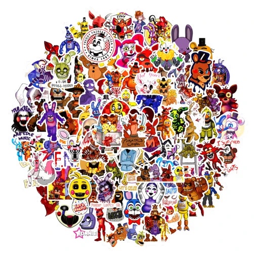 OYZX 100Pcs Five Night at Freddy Sticker, Terror Cartoon Movie Waterproof Vinyl Decal for Teen Kids Girl Water Bottle Laptop Phone Skateboard Guitar Notebook Computer Luggage