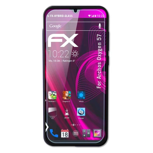 AtFoliX Plastic Glass Protective Film compatible with Archos Oxygen 57 Glass Protector, 9H Hybrid-Glass FX Glass Screen Protector of plastic